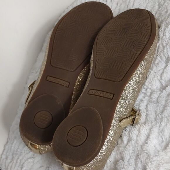 Lands' End Gold Glitter Mary Jane Flats - Picture 6 of 7